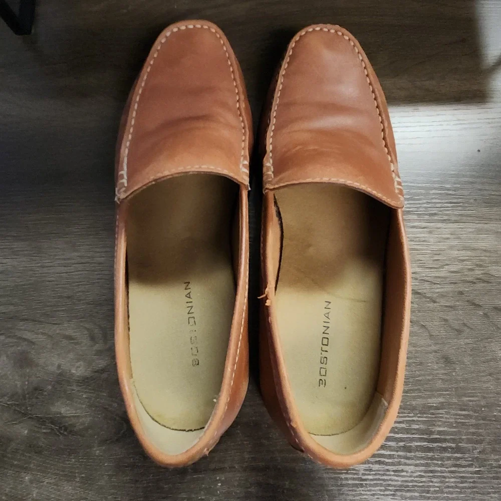 Bostonian Brown Leather Strada Venetian Slip On Loafers Shoes Mens 9 Driving